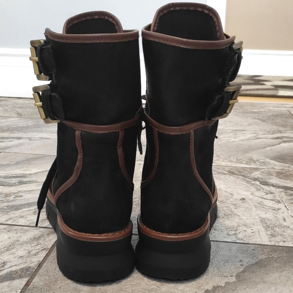 Geox Porthya Black Brown Leather Biker Boots Booties Brand New size EU 40 US 10 - Picture 7 of 11